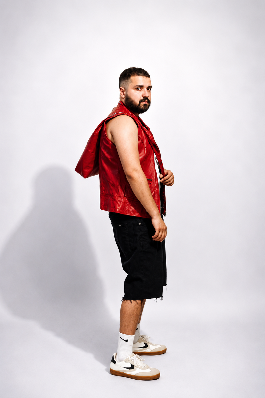 Red Leather Vest & Matching Side Bag