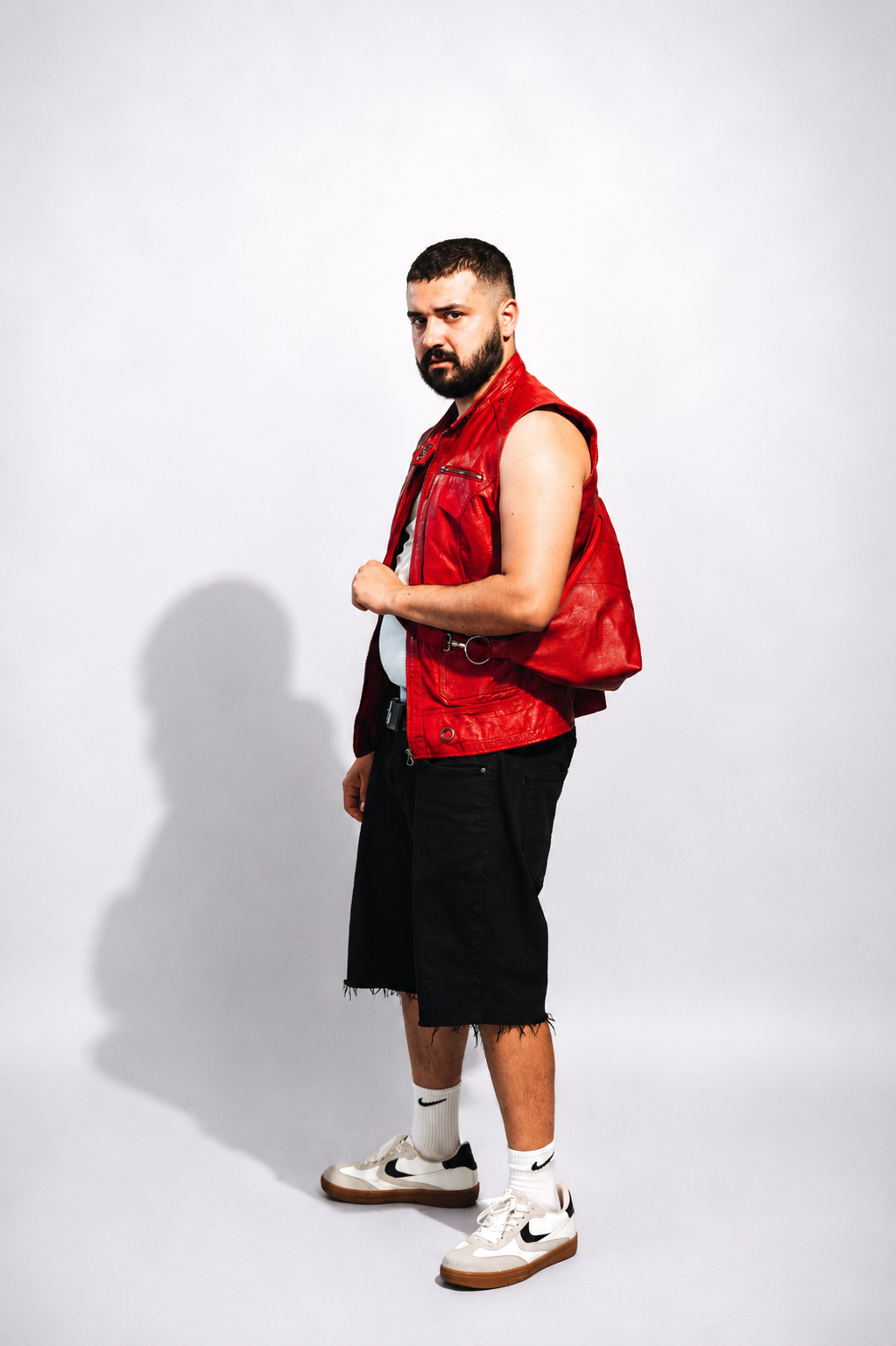 Red Leather Vest & Matching Side Bag