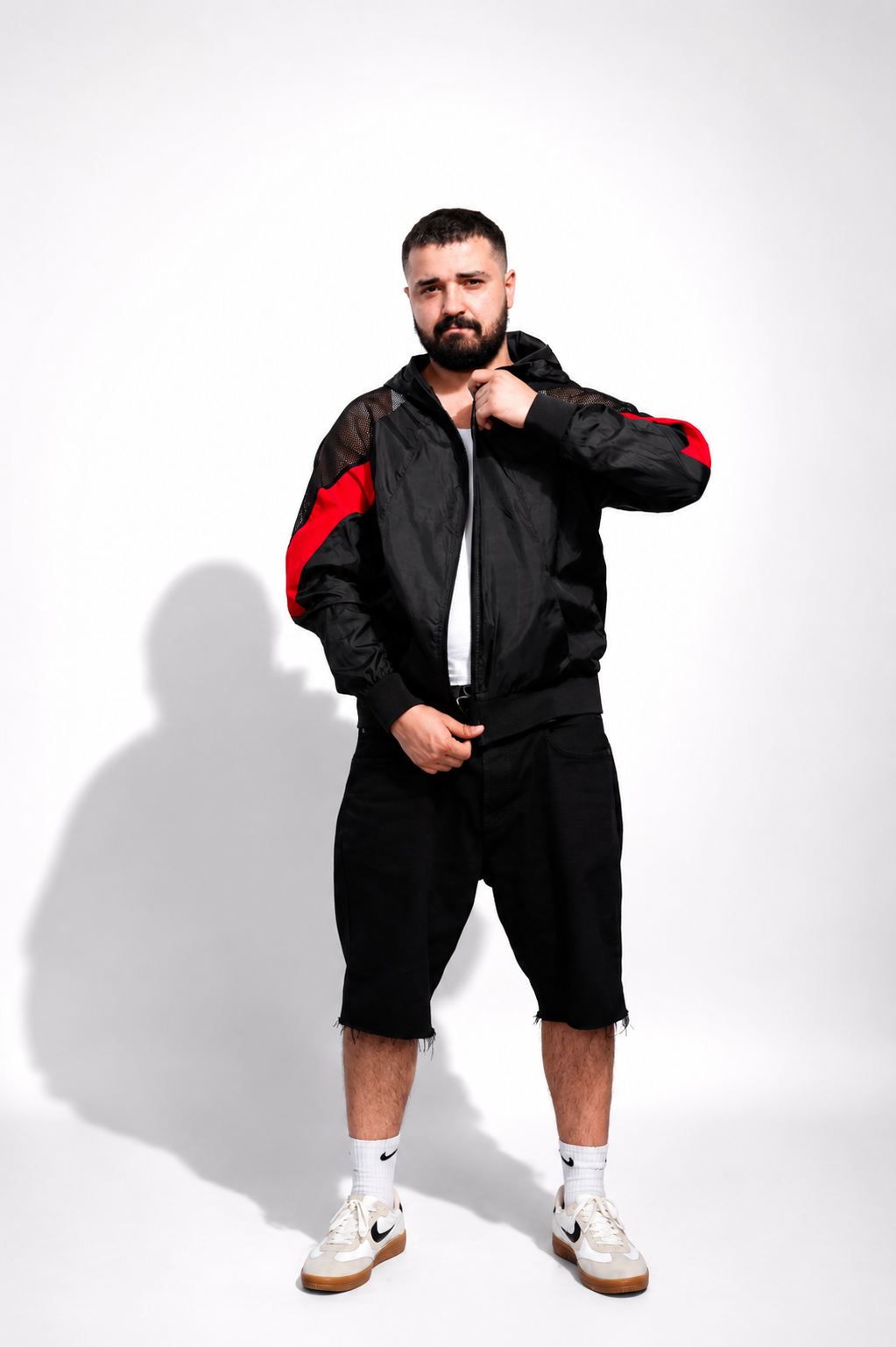 Red Night Runner Windbreaker Hoodie
